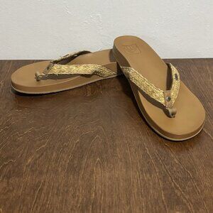 Reef Womens Braided Flip Flop Sandals- Size 10 Horizon Flip Tan